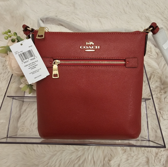 NWT COACH Mini Rowan File Bag Red - Picture 4 of 4